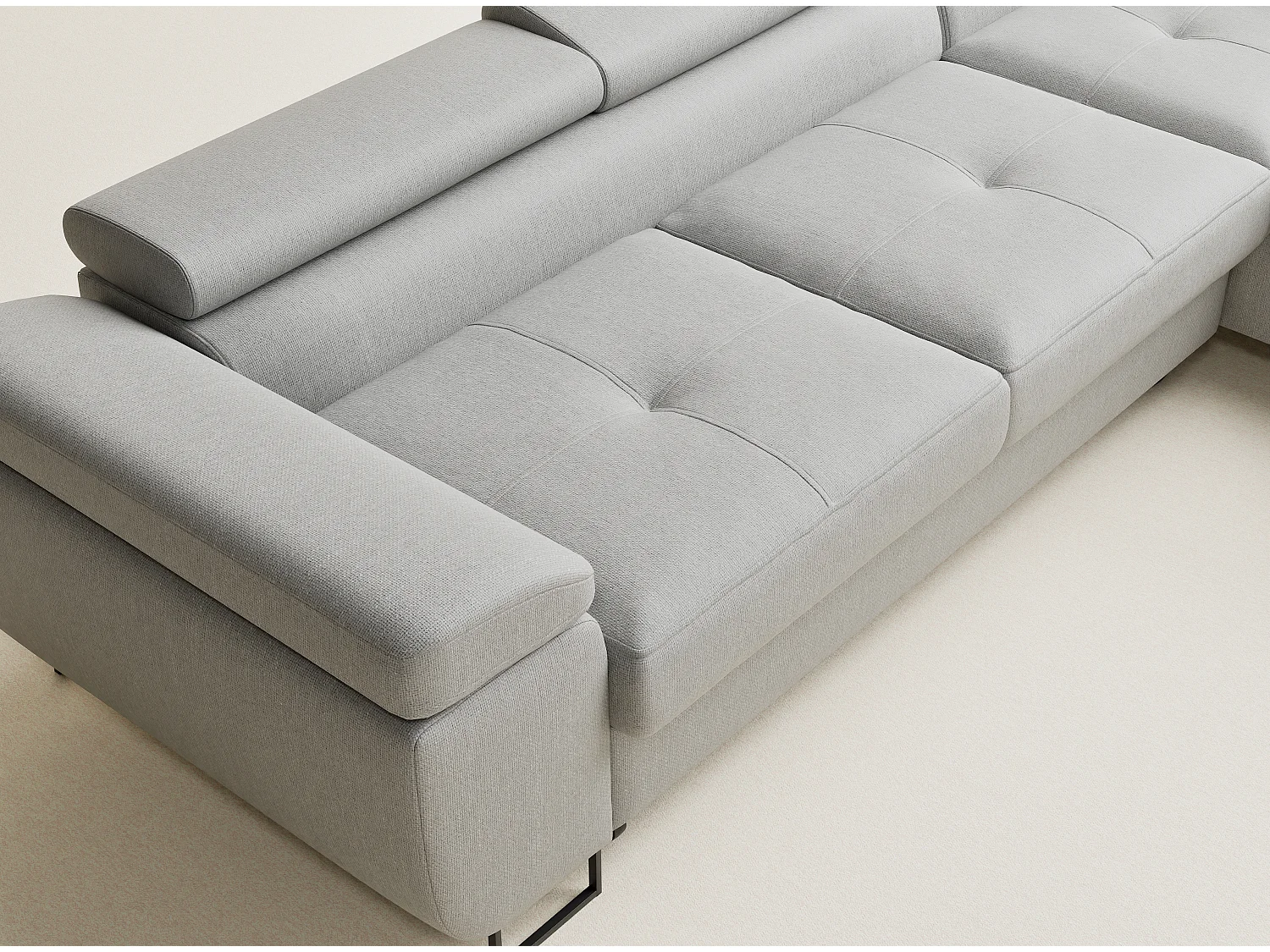 Canapé d'angle convertible Concord im tissu tresse - 5 places - gris clair