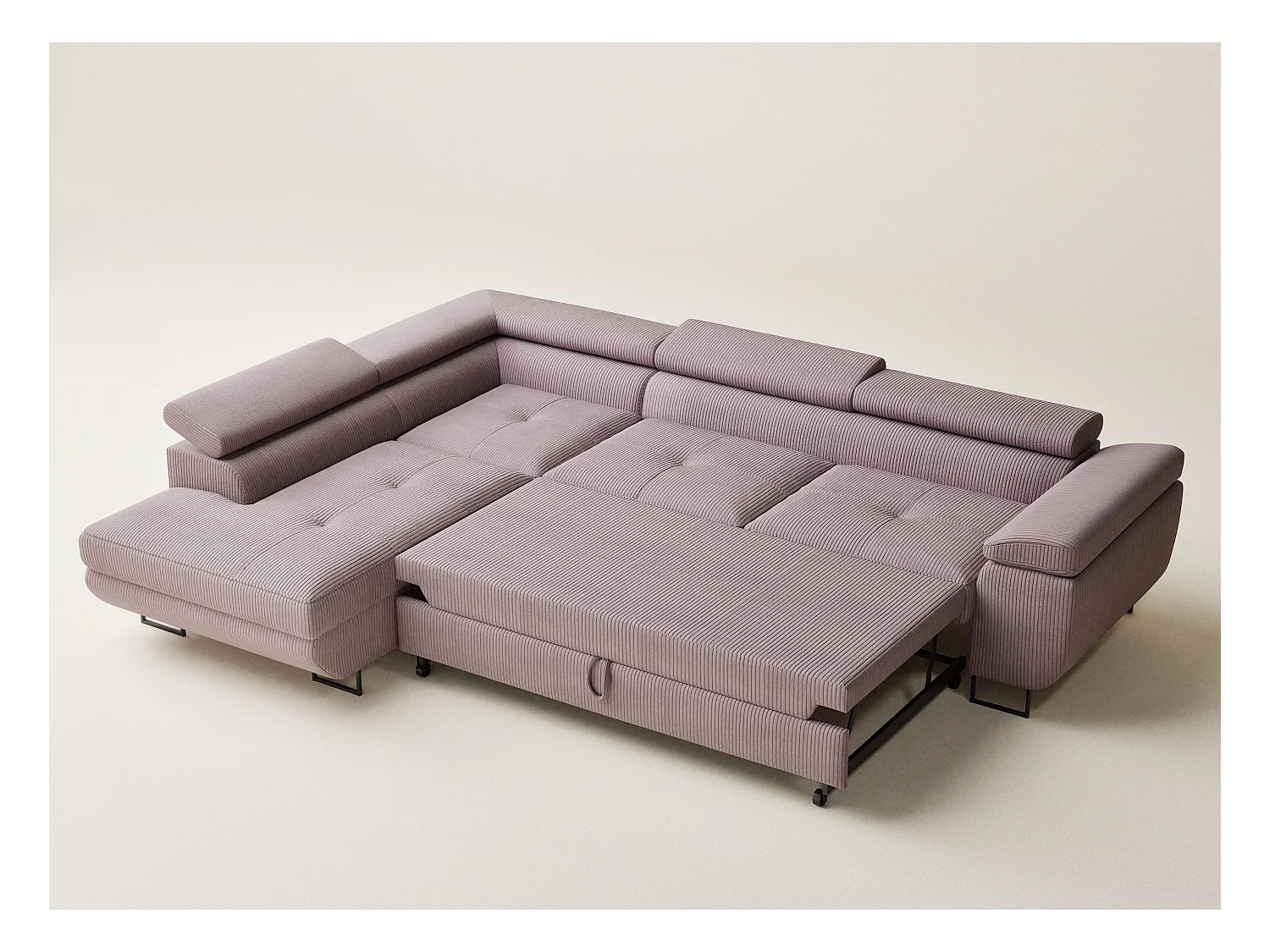 Canapé d'angle convertible Concord im tissu de velours - 5 places - violet