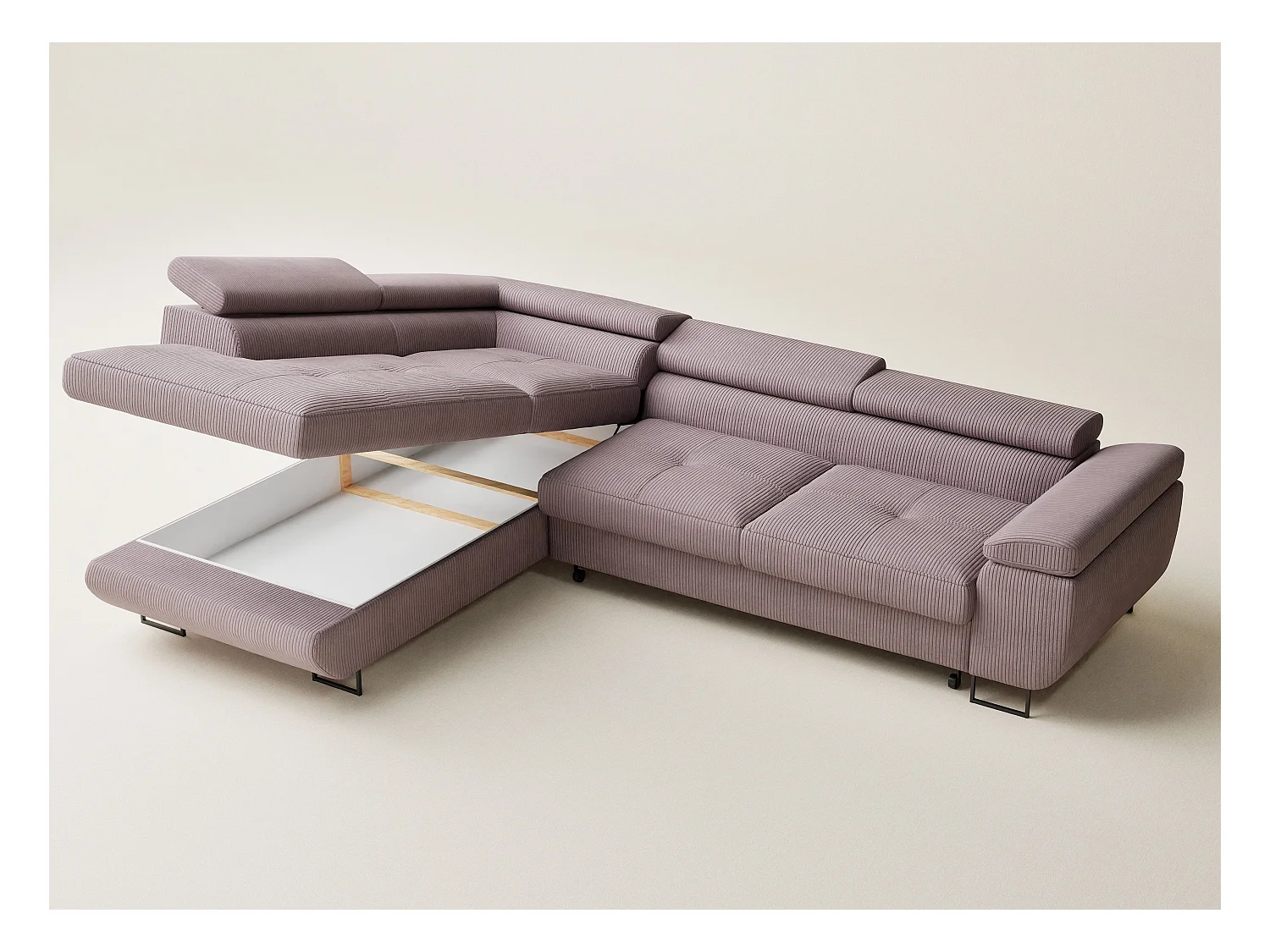 Canapé d'angle convertible Concord im tissu de velours - 5 places - violet