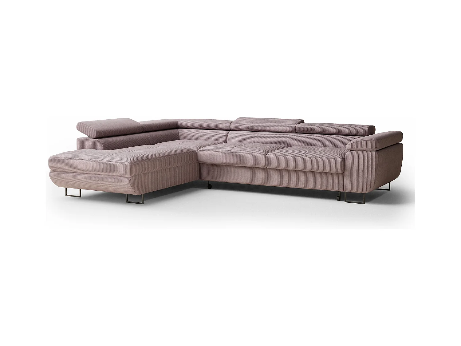 Canapé d'angle convertible Concord im tissu de velours - 5 places - violet
