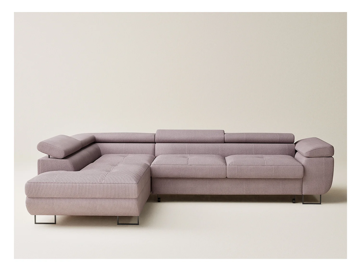 Canapé d'angle convertible Concord im tissu de velours - 5 places - violet
