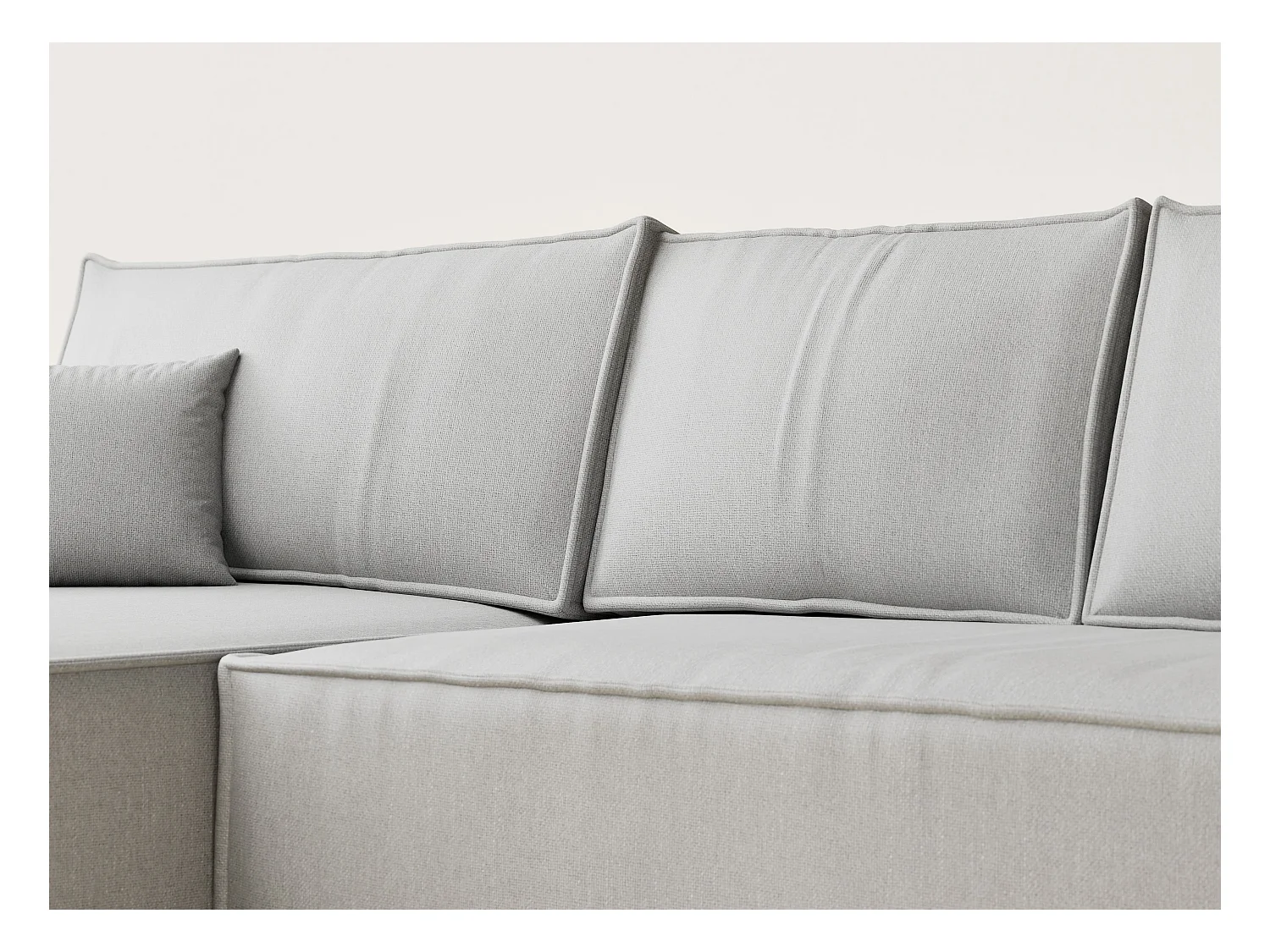 Canapé d'angle convertible Maze im tissu tresse - 5 places - gris clair