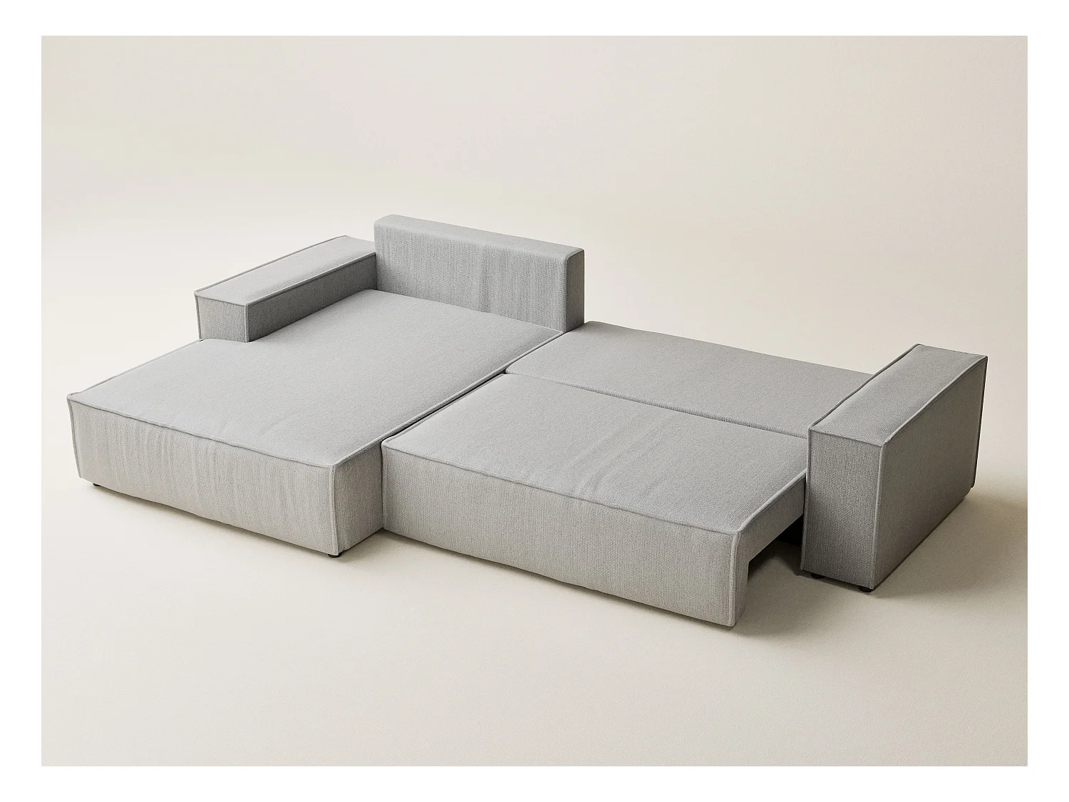 Canapé d'angle convertible Maze im tissu tresse - 5 places - gris clair