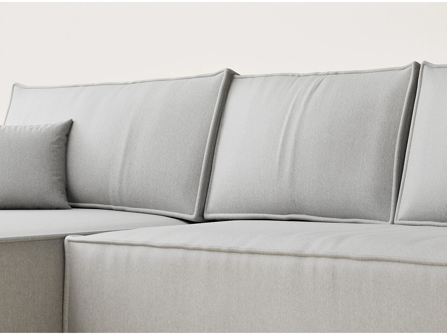 Canapé d'angle convertible Maze im tissu tresse - 5 places - gris clair