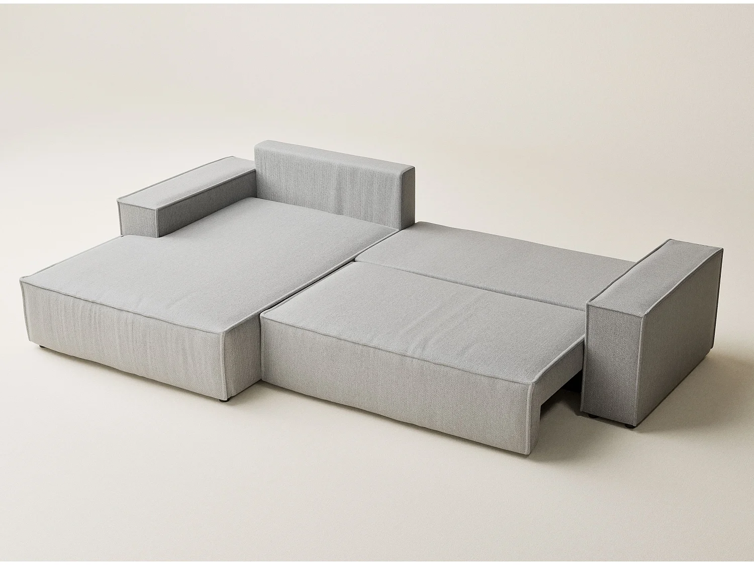 Canapé d'angle convertible Maze im tissu tresse - 5 places - gris clair