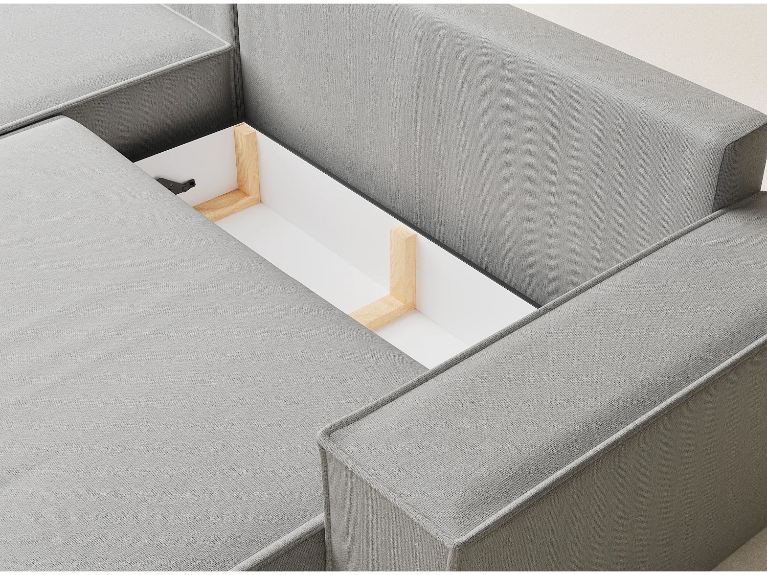 Canapé d'angle convertible Maze im tissu tresse - 5 places - gris clair