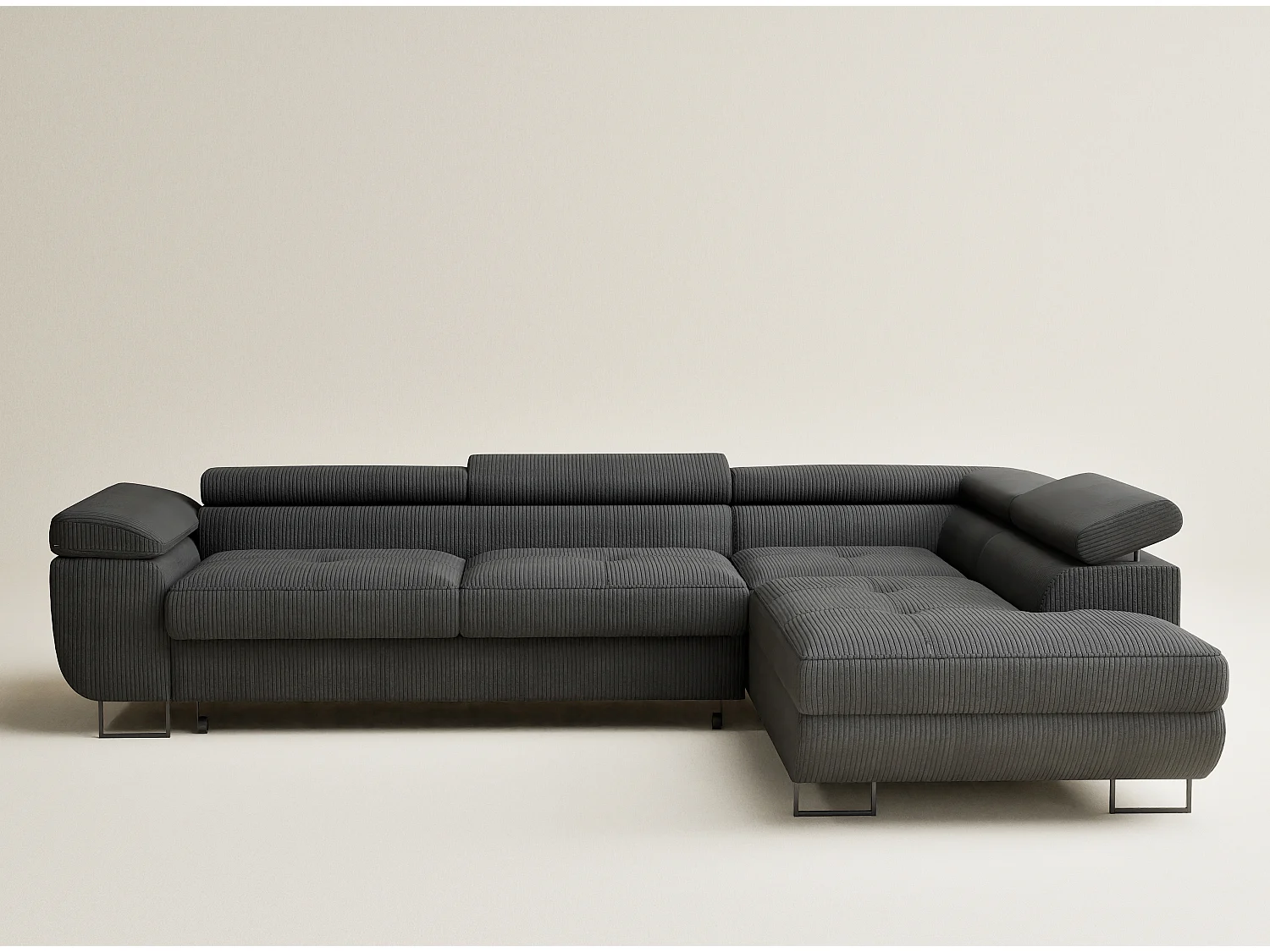 Canapé d'angle convertible Concord im tissu de velours - 5 places - anthracite