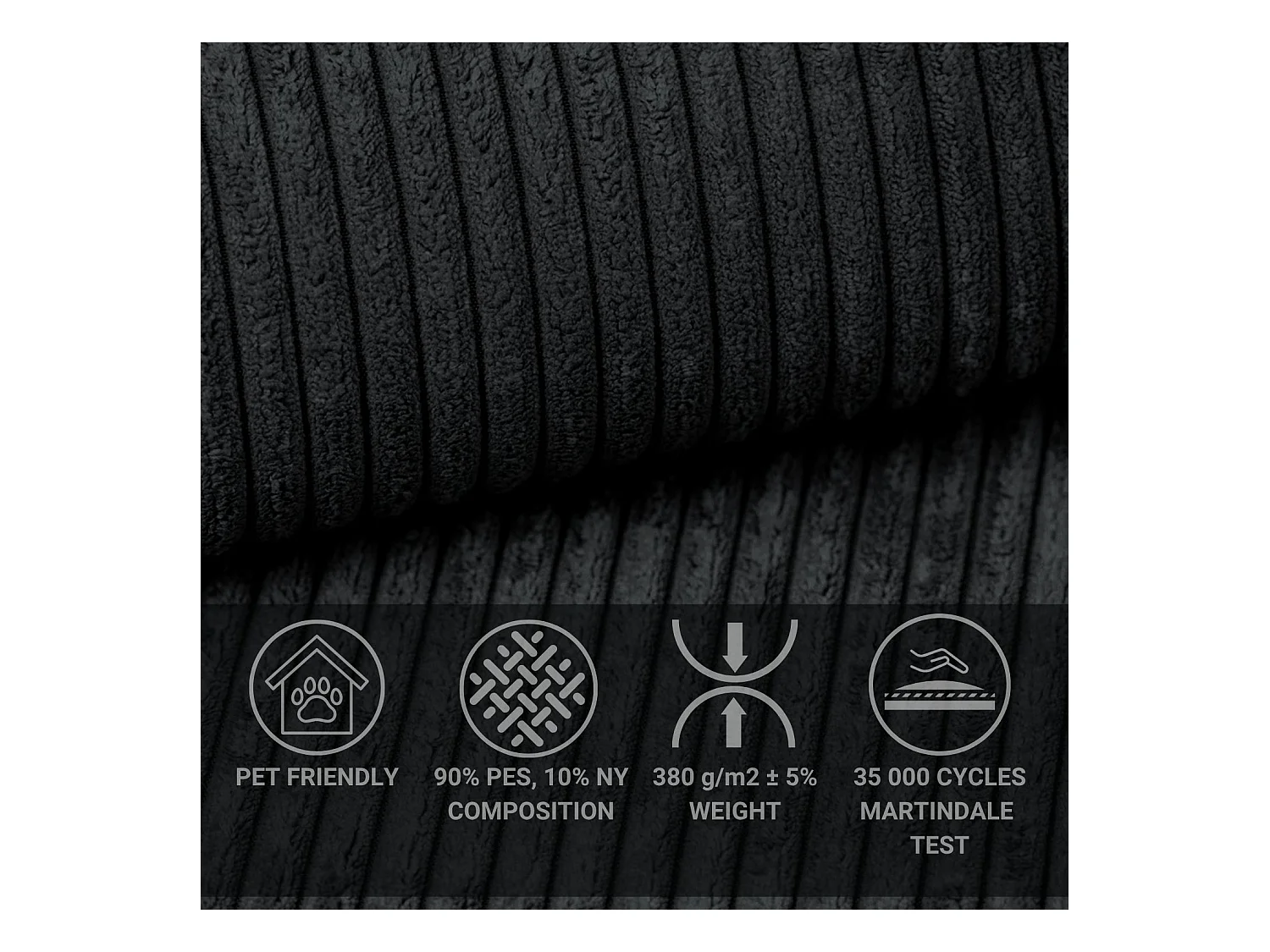 Canapé d'angle convertible Concord im tissu de velours - 5 places - anthracite