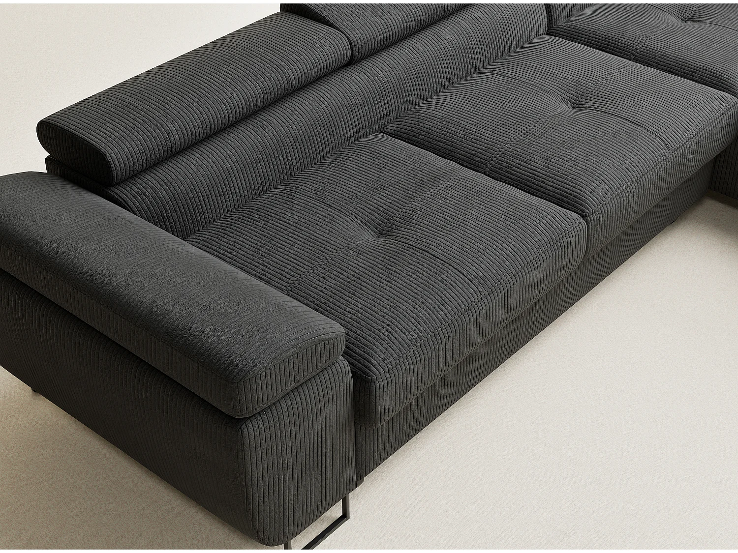 Canapé d'angle convertible Concord im tissu de velours - 5 places - anthracite