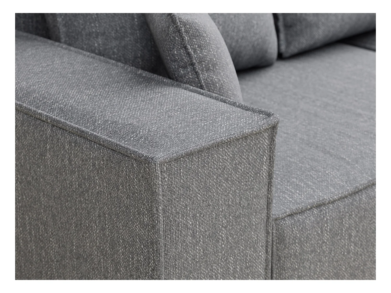 Canapé d'angle convertible Moyo im tissu tresse - 3 places - gris