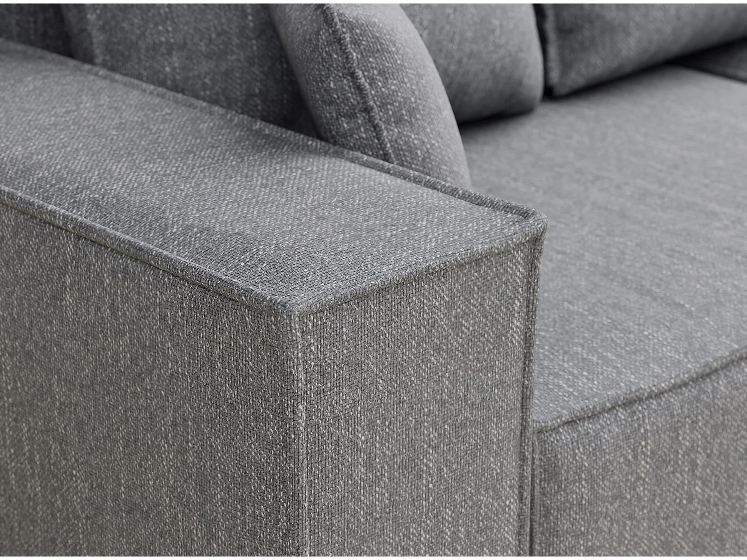 Canapé d'angle convertible Moyo im tissu tresse - 3 places - gris