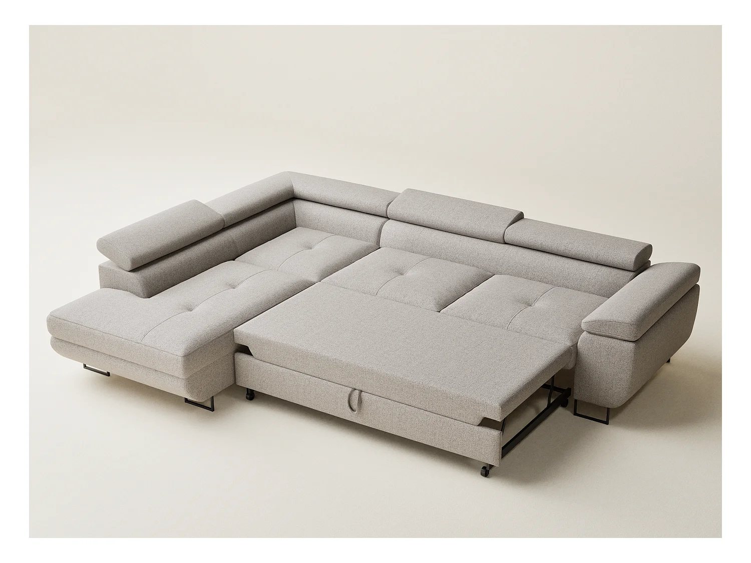 Ecksofa mit Schlaffunktion Concord aus Webstoff - Vier-Personen - beige