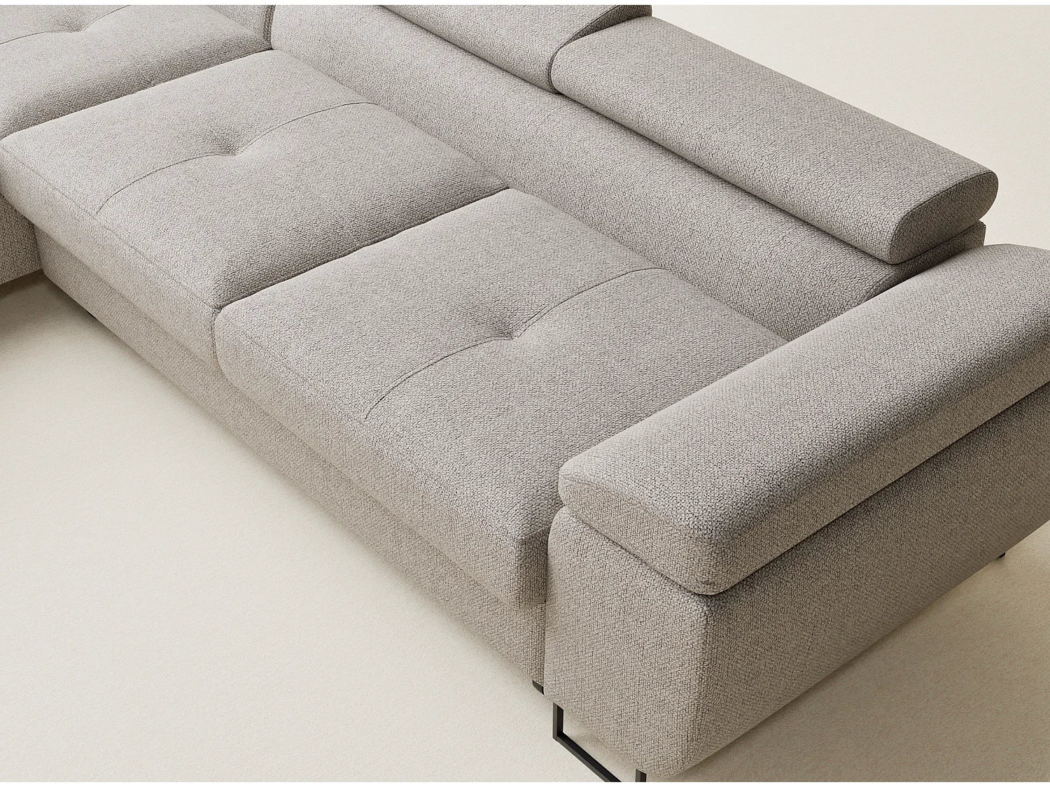 Canapé d'angle convertible Concord im tissu tresse - 5 places - beige