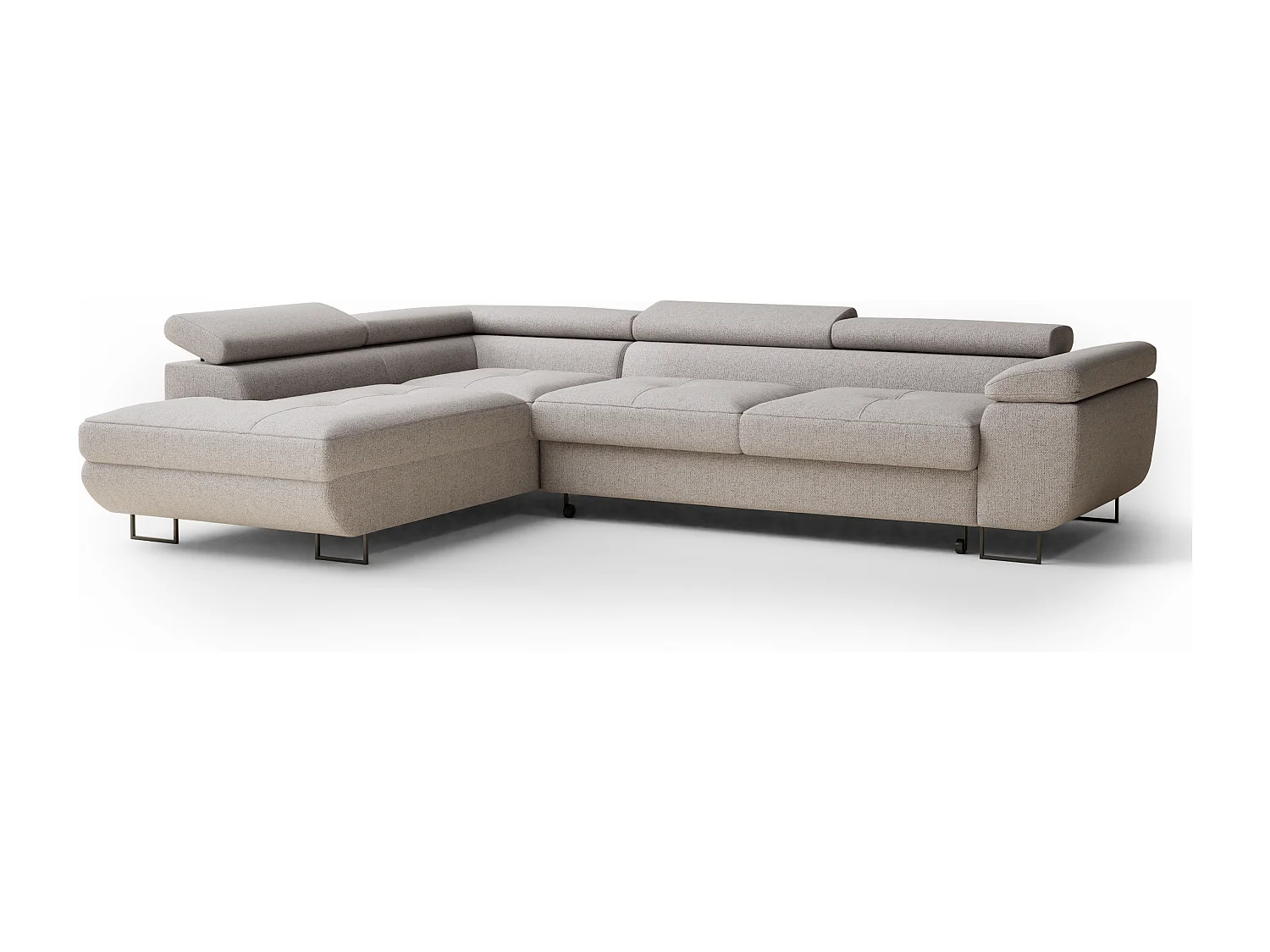 Canapé d'angle convertible Concord im tissu tresse - 5 places - beige