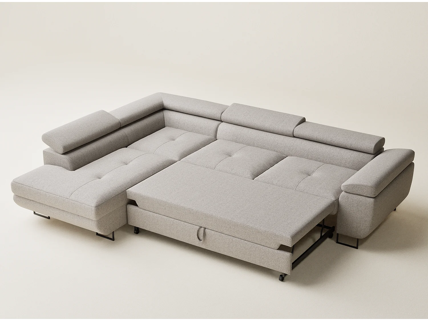 Canapé d'angle convertible Concord im tissu tresse - 5 places - beige