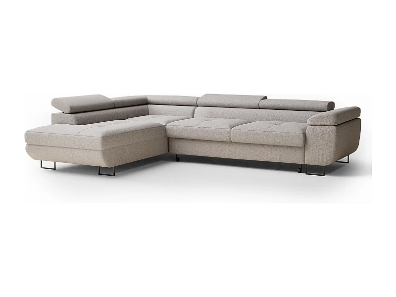 Canapé d'angle convertible Concord im tissu tresse - 5 places - beige