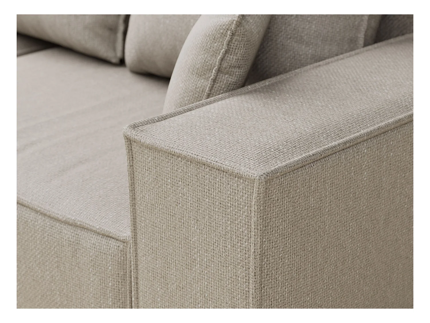 Canapé d'angle convertible Moyo im tissu tresse - 3 places - beige