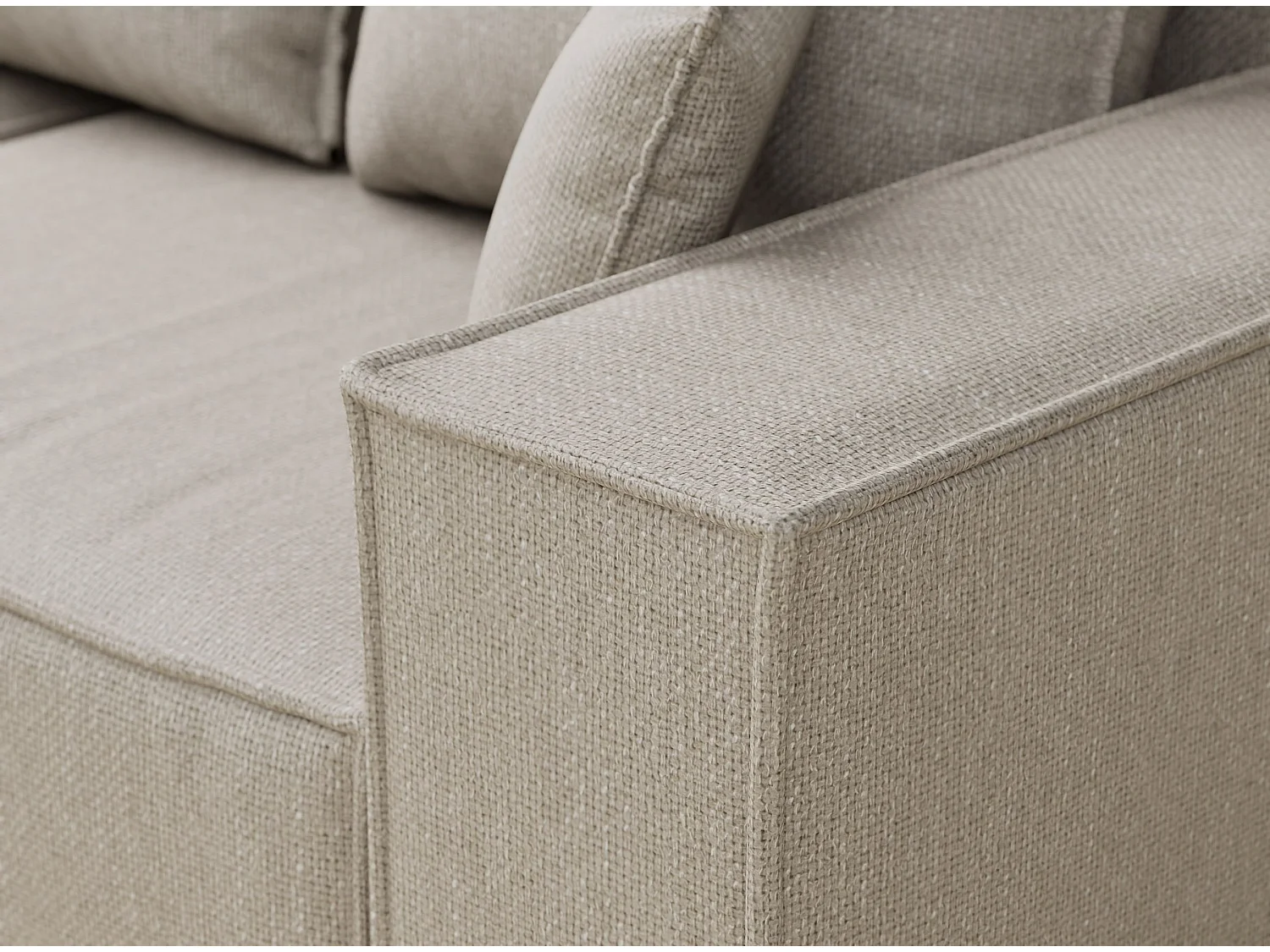 Canapé d'angle convertible Moyo im tissu tresse - 3 places - beige