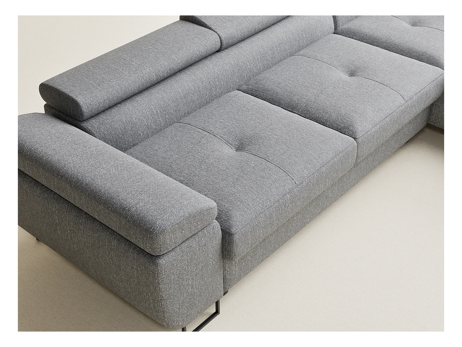 Canapé d'angle convertible Concord im tissu tresse - 5 places - gris