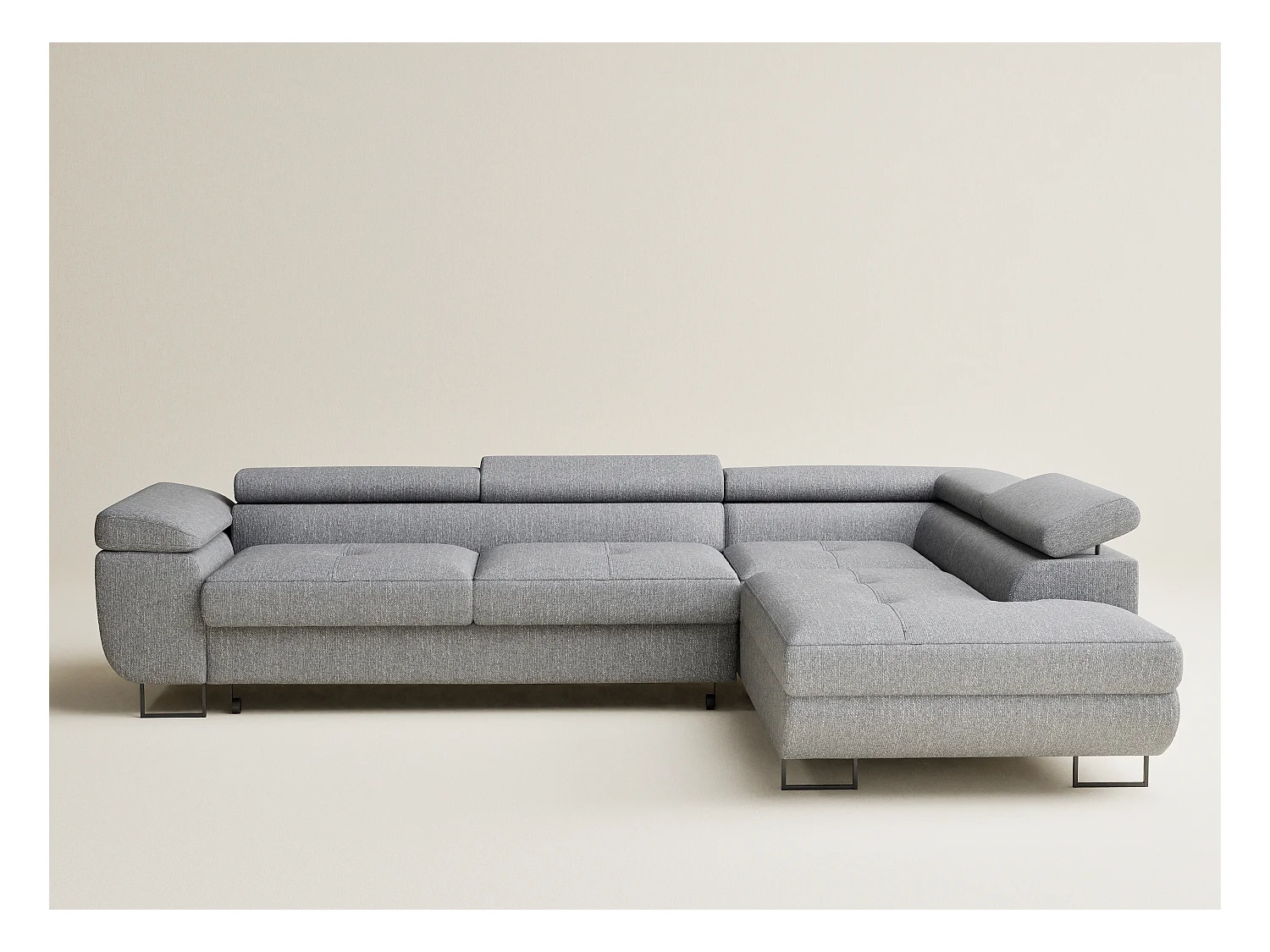 Canapé d'angle convertible Concord im tissu tresse - 5 places - gris