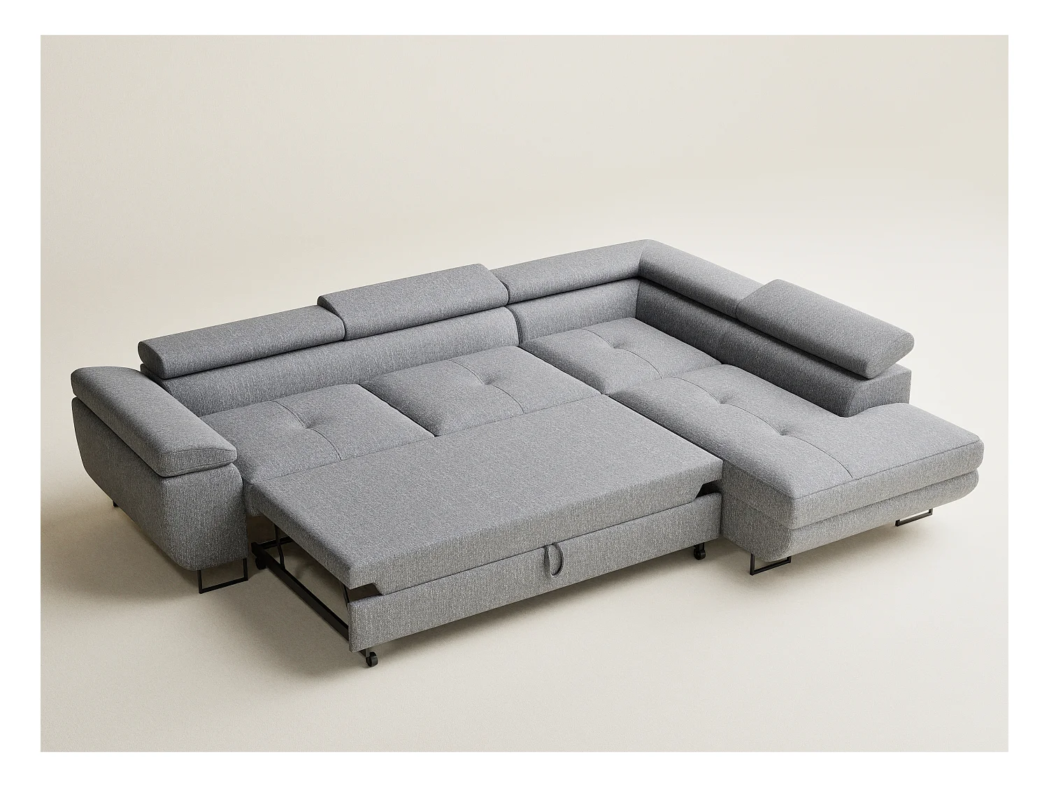 Canapé d'angle convertible Concord im tissu tresse - 5 places - gris