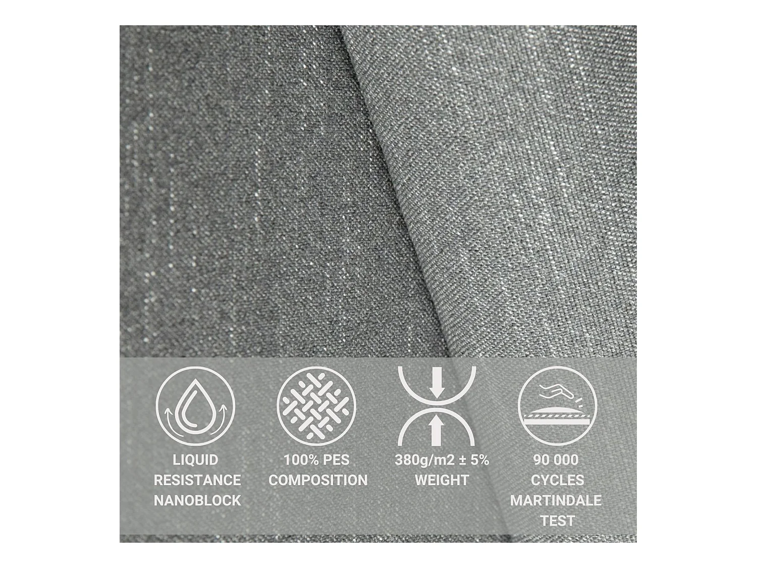 Canapé d'angle convertible Concord im tissu tresse - 5 places - gris