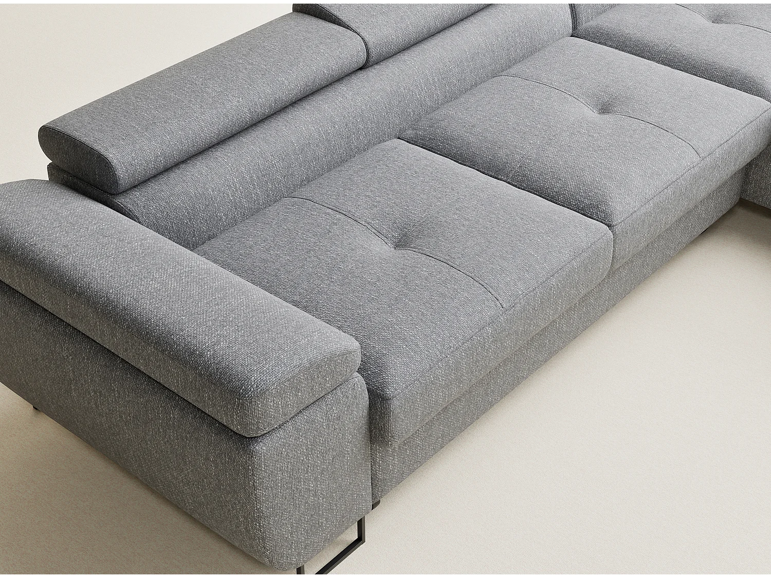 Canapé d'angle convertible Concord im tissu tresse - 5 places - gris