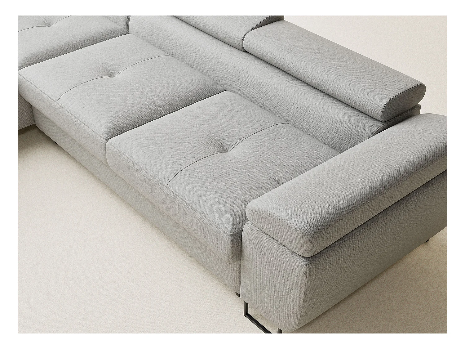 Canapé d'angle convertible Concord im tissu tresse - 5 places - gris clair