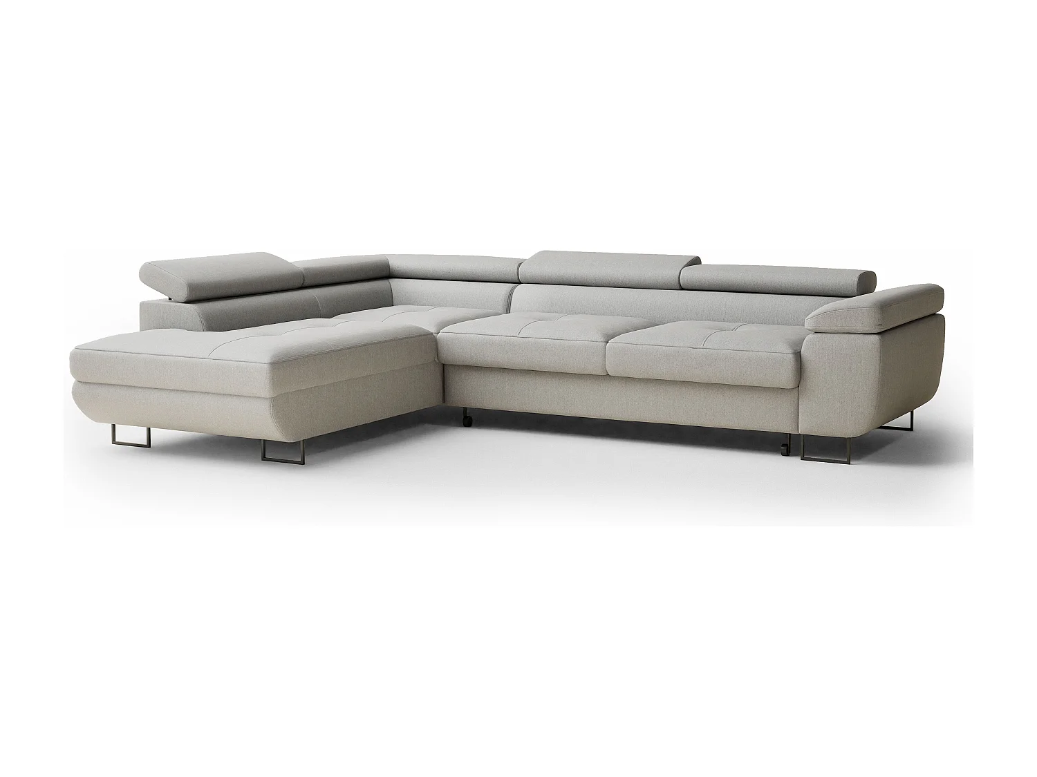 Canapé d'angle convertible Concord im tissu tresse - 5 places - gris clair