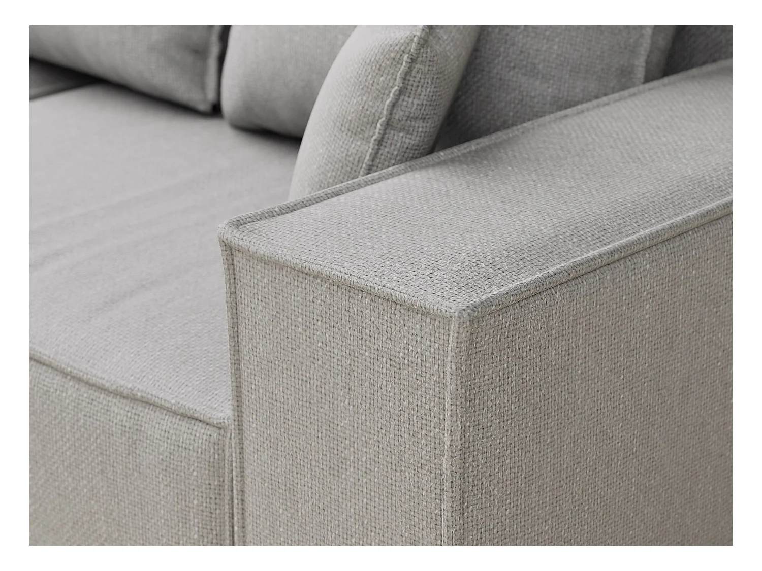 Canapé d'angle convertible Moyo im tissu tresse - 3 places - gris clair