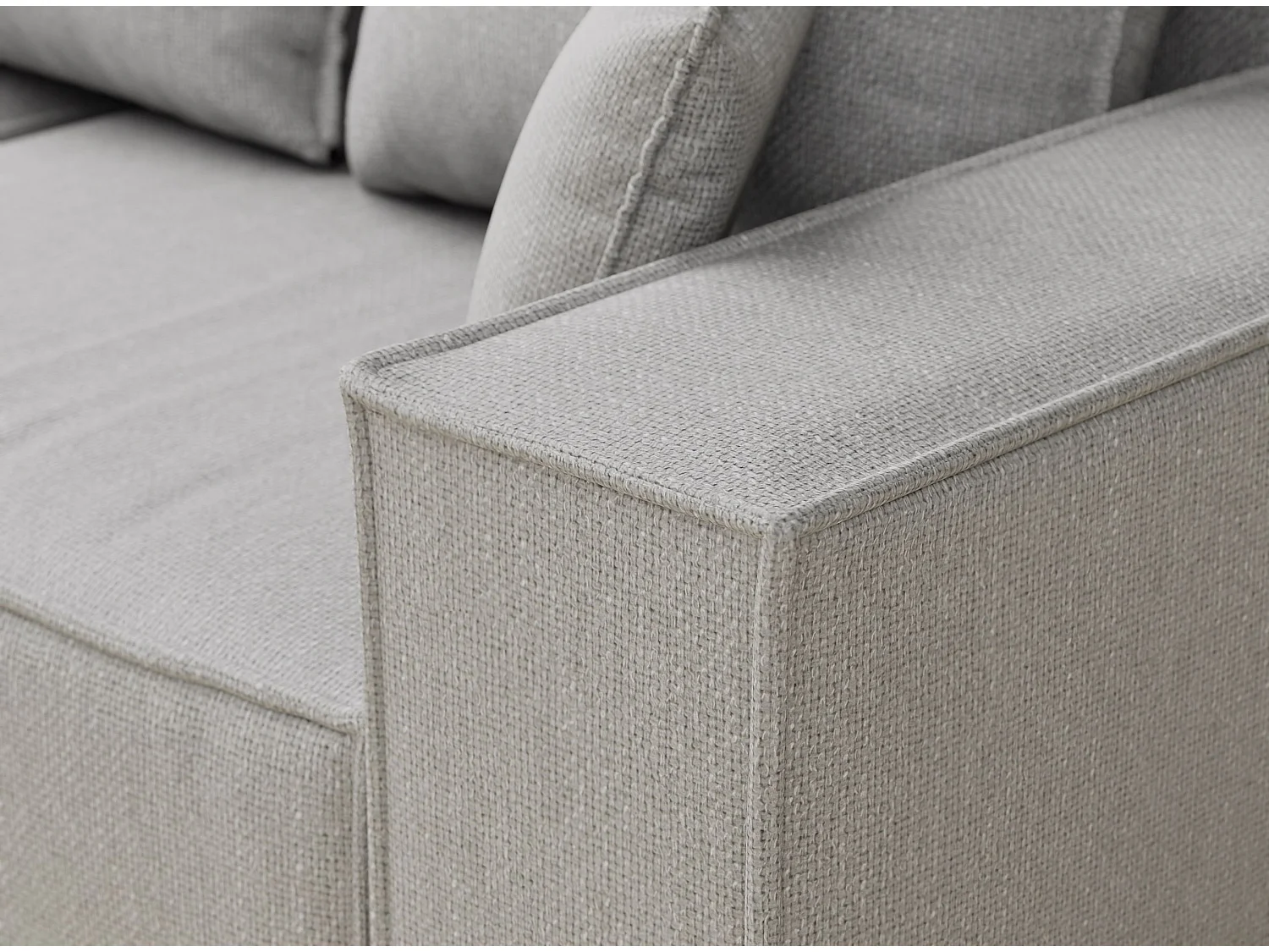 Canapé d'angle convertible Moyo im tissu tresse - 3 places - gris clair