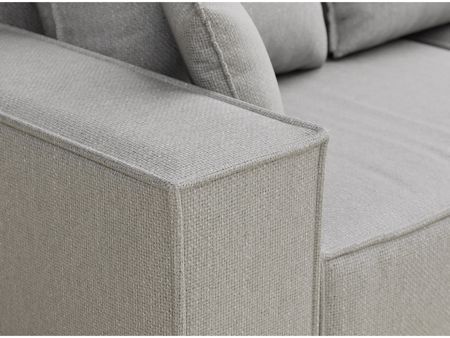 Canapé d'angle convertible Moyo im tissu tresse - 3 places - gris clair