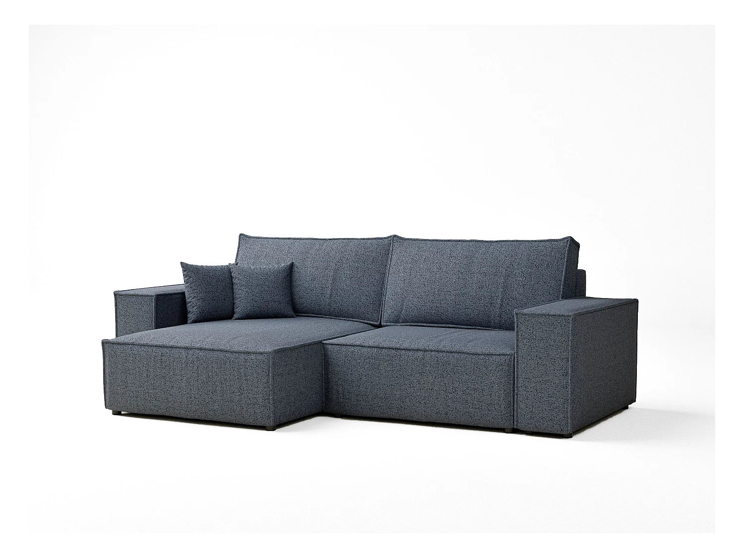 Canapé d'angle convertible Zaya im tissu tresse - 3 places - bleu gris