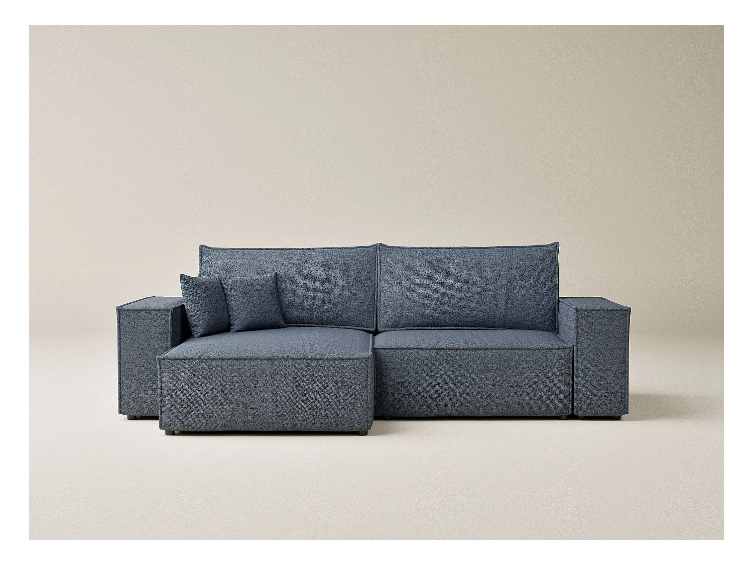 Canapé d'angle convertible Zaya im tissu tresse - 3 places - bleu gris