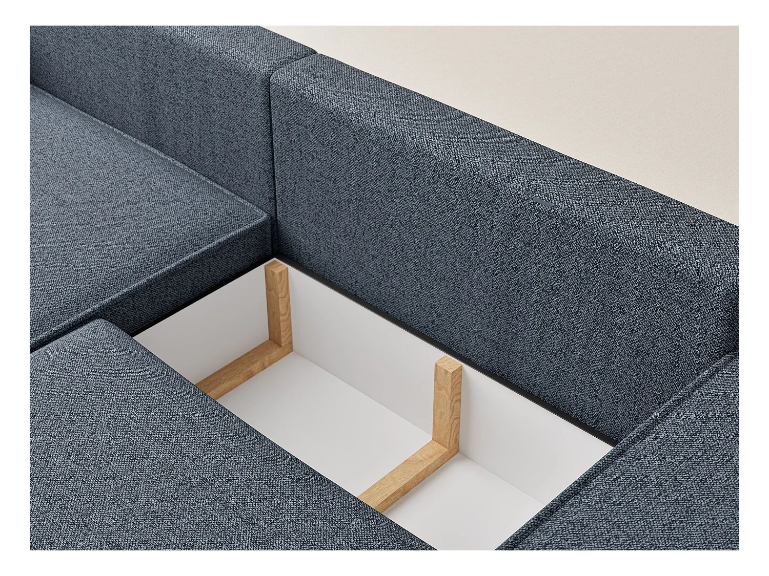 Canapé d'angle convertible Zaya im tissu tresse - 3 places - bleu gris