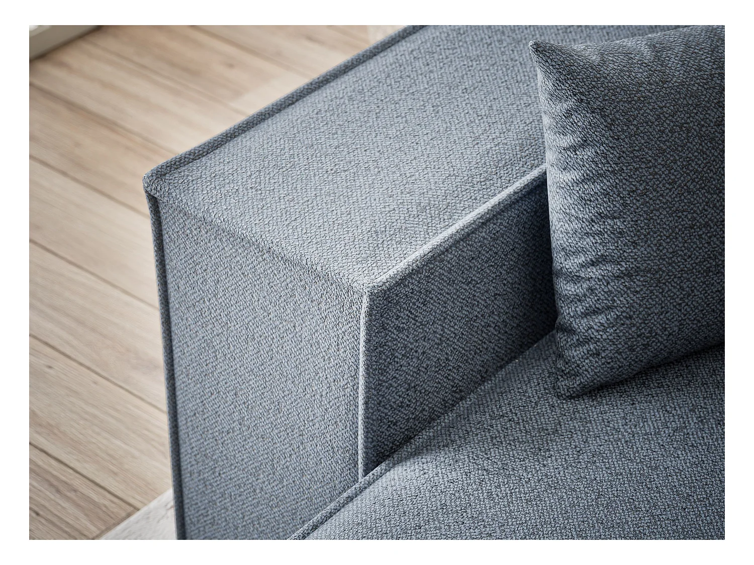 Canapé d'angle convertible Zaya im tissu tresse - 3 places - bleu gris