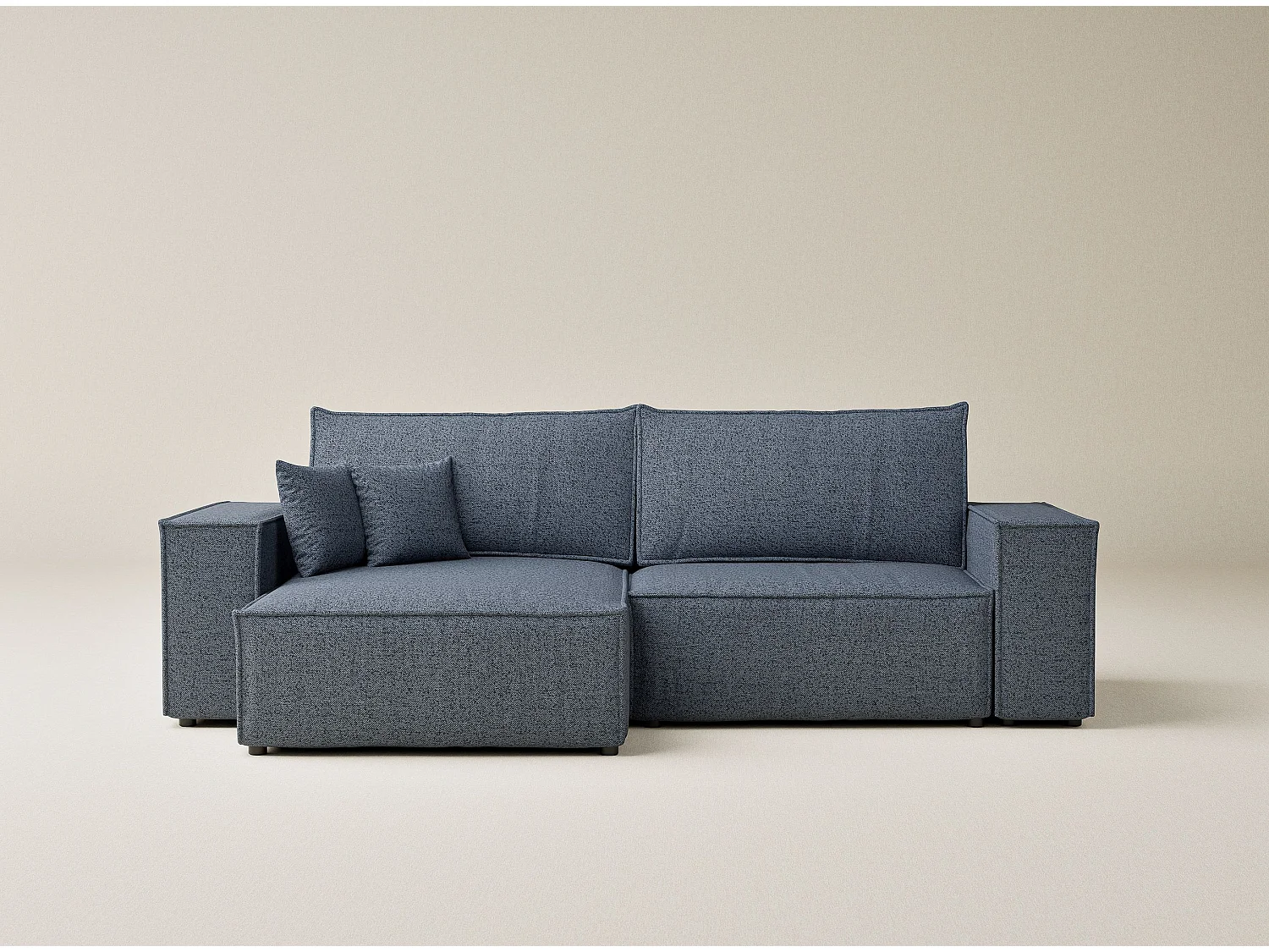 Ecksofa mit Schlaffunktion Zaya aus Webstoff - Drei-Personen - brau grau