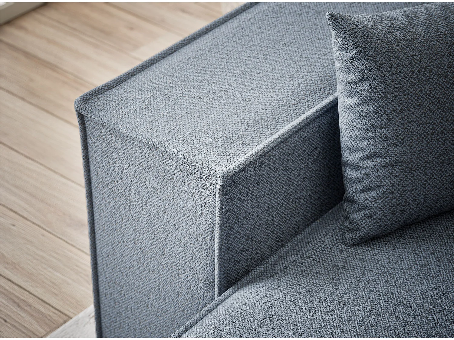 Ecksofa mit Schlaffunktion Zaya aus Webstoff - Drei-Personen - brau grau