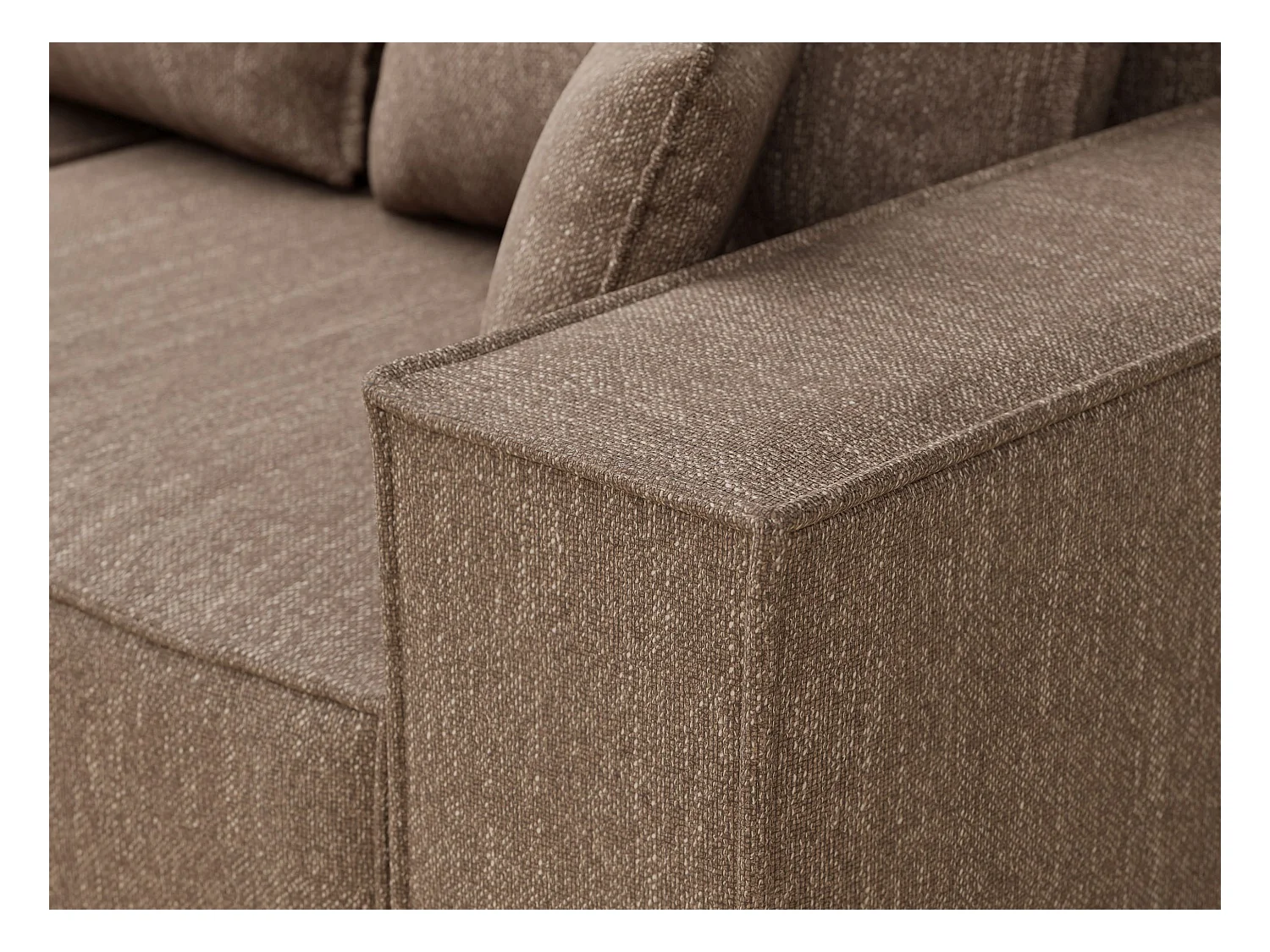 Canapé d'angle convertible Moyo im tissu tresse - 3 places - brun