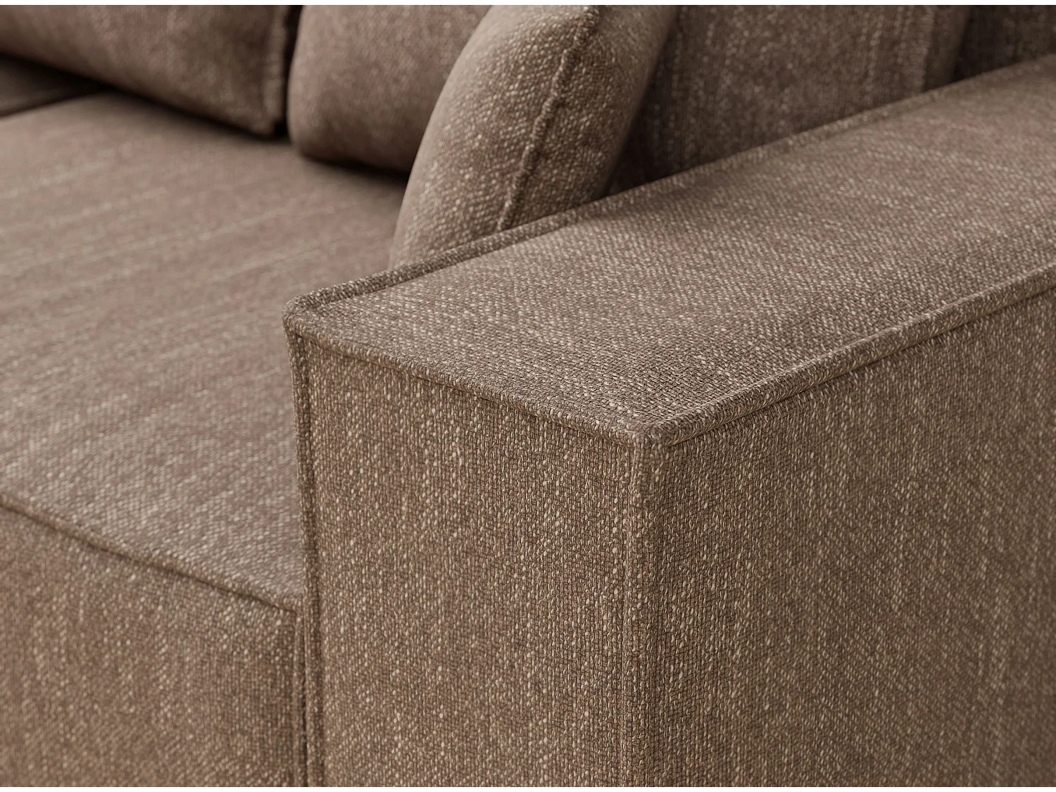 Canapé d'angle convertible Moyo im tissu tresse - 3 places - brun