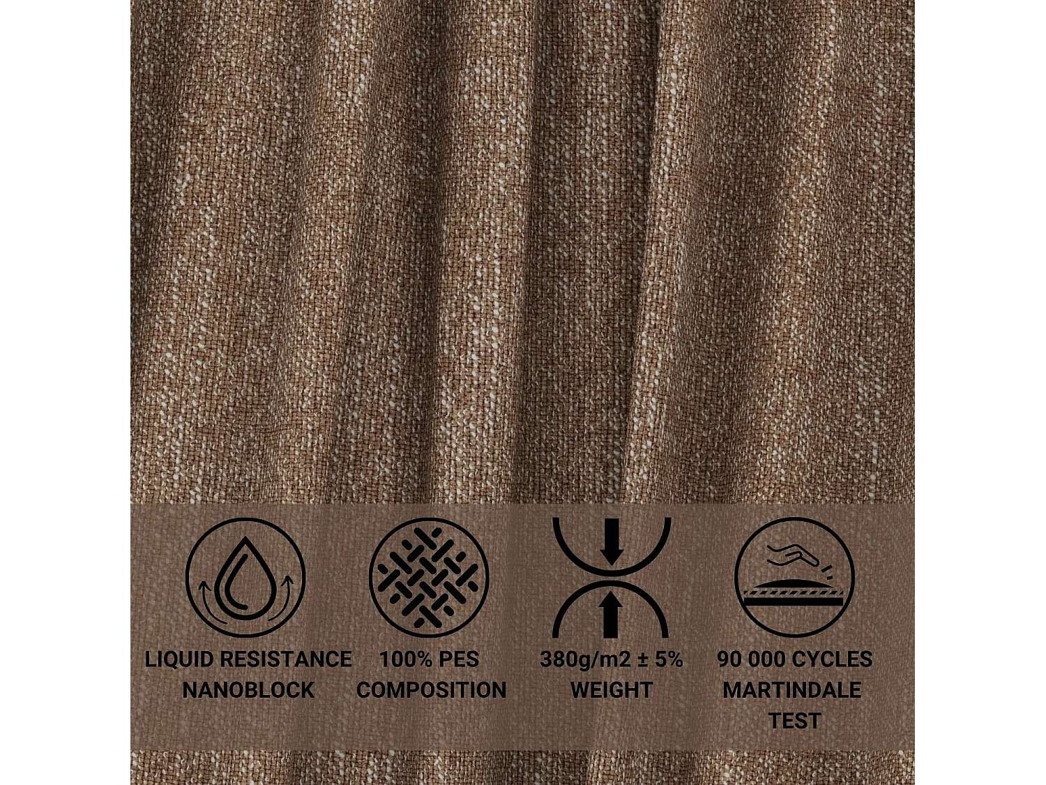 Canapé d'angle convertible Moyo im tissu tresse - 3 places - brun