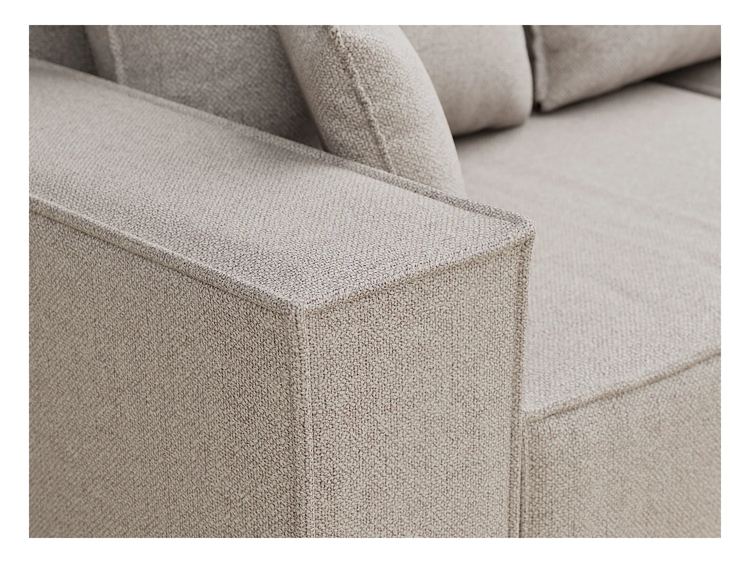 Canapé d'angle convertible Moyo im tissu tresse - 3 places - beige clair