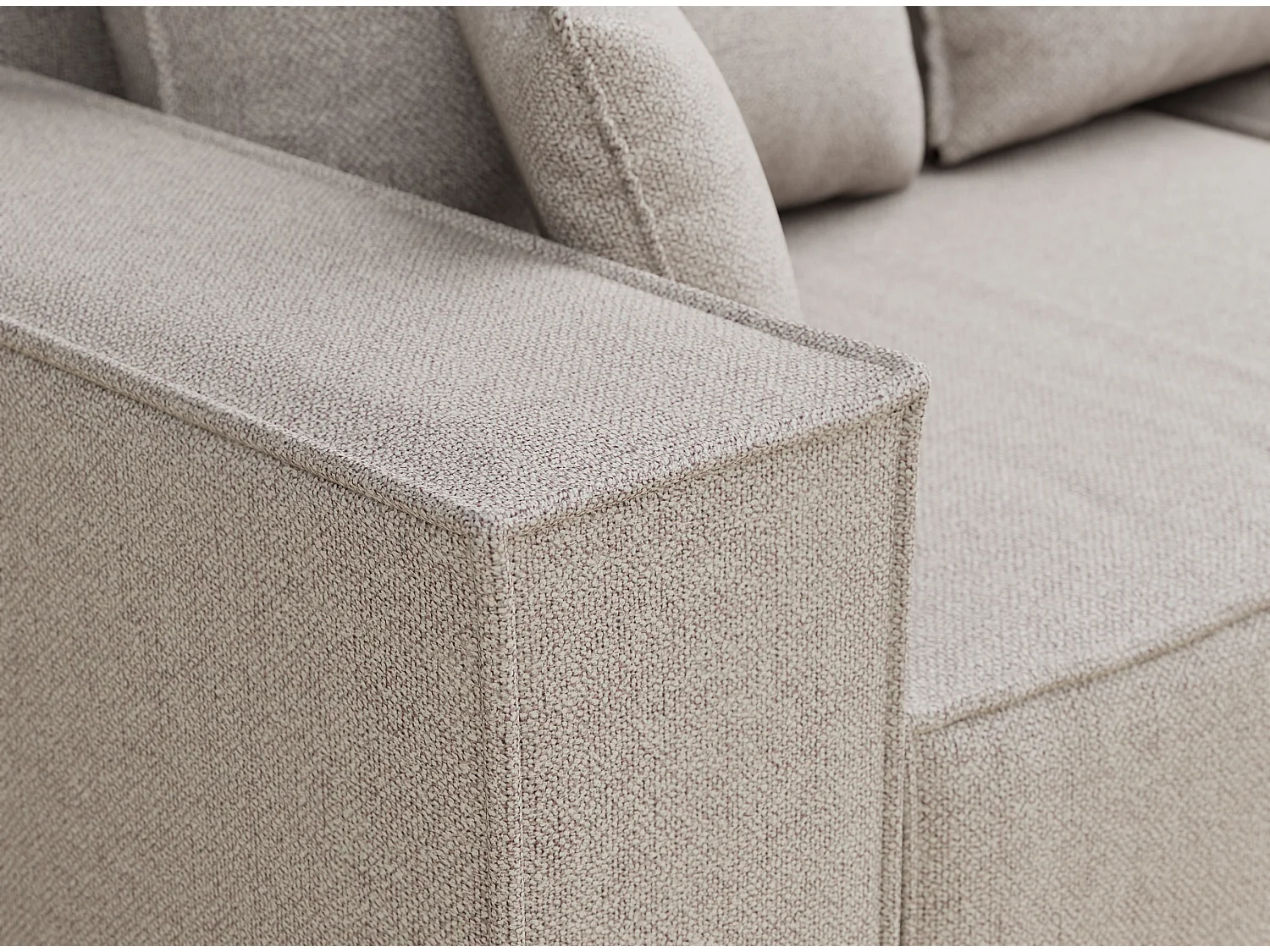 Canapé d'angle convertible Moyo im tissu tresse - 3 places - beige clair