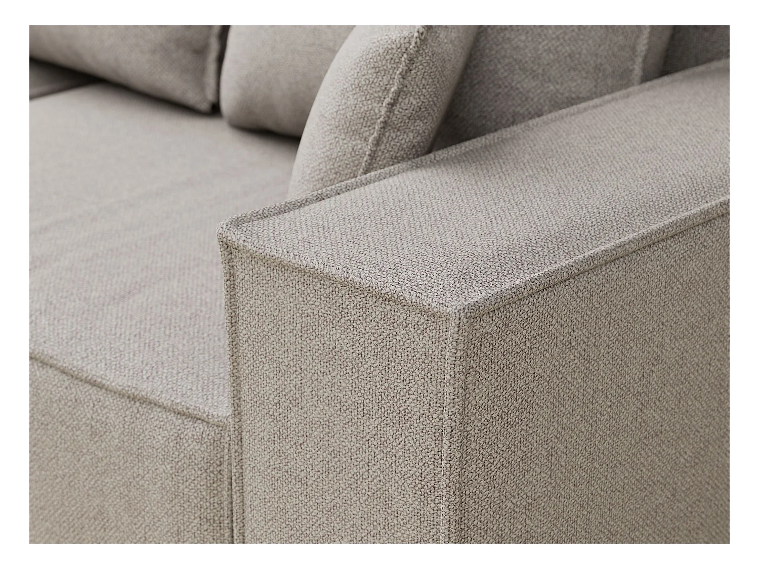 Canapé d'angle convertible Moyo im tissu tresse - 3 places - beige