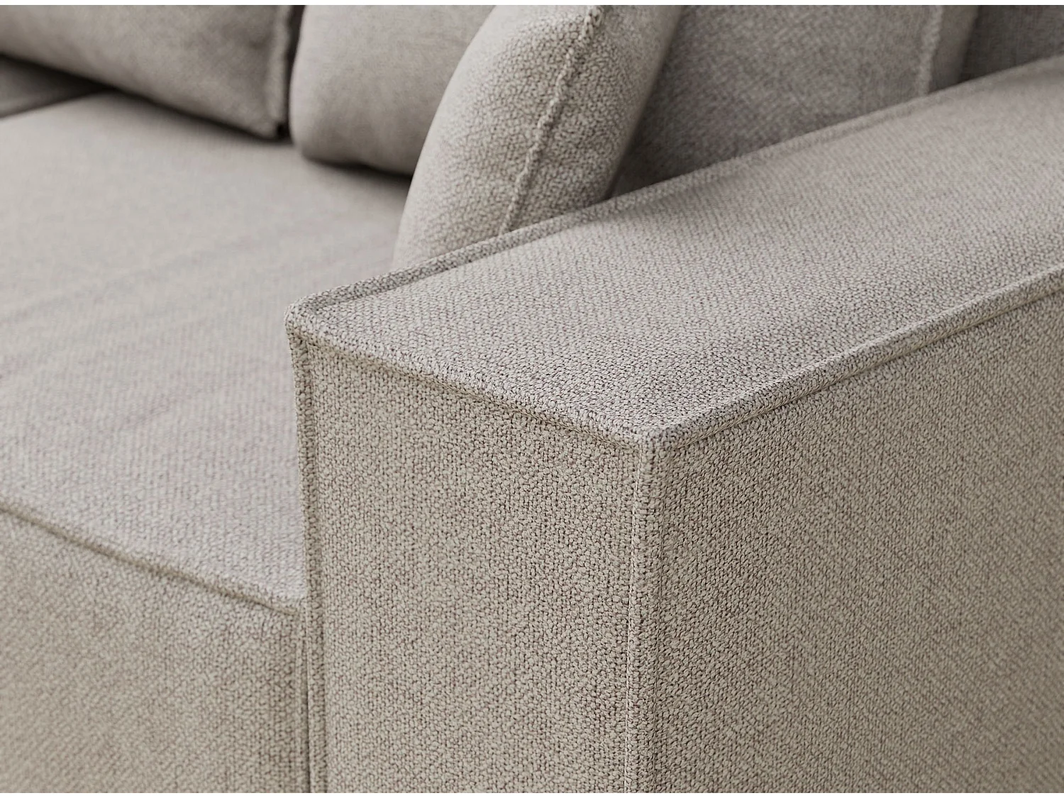 Canapé d'angle convertible Moyo im tissu tresse - 3 places - beige