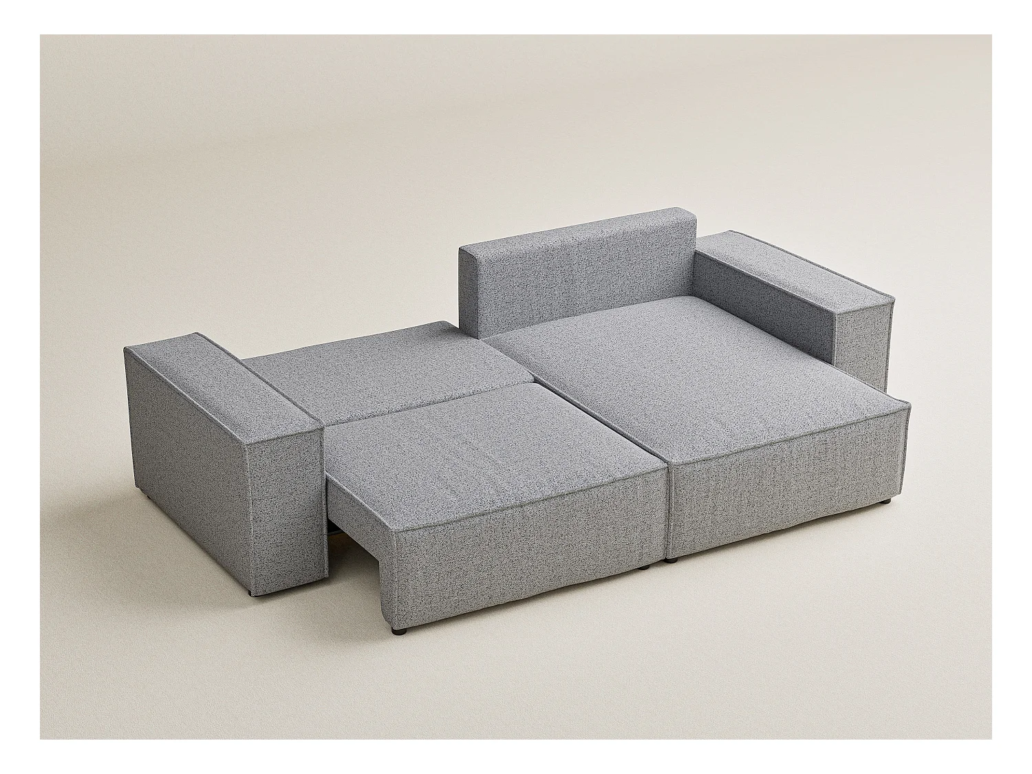 Ecksofa mit Schlaffunktion Zaya aus Webstoff - Drei-Personen - hellgrau