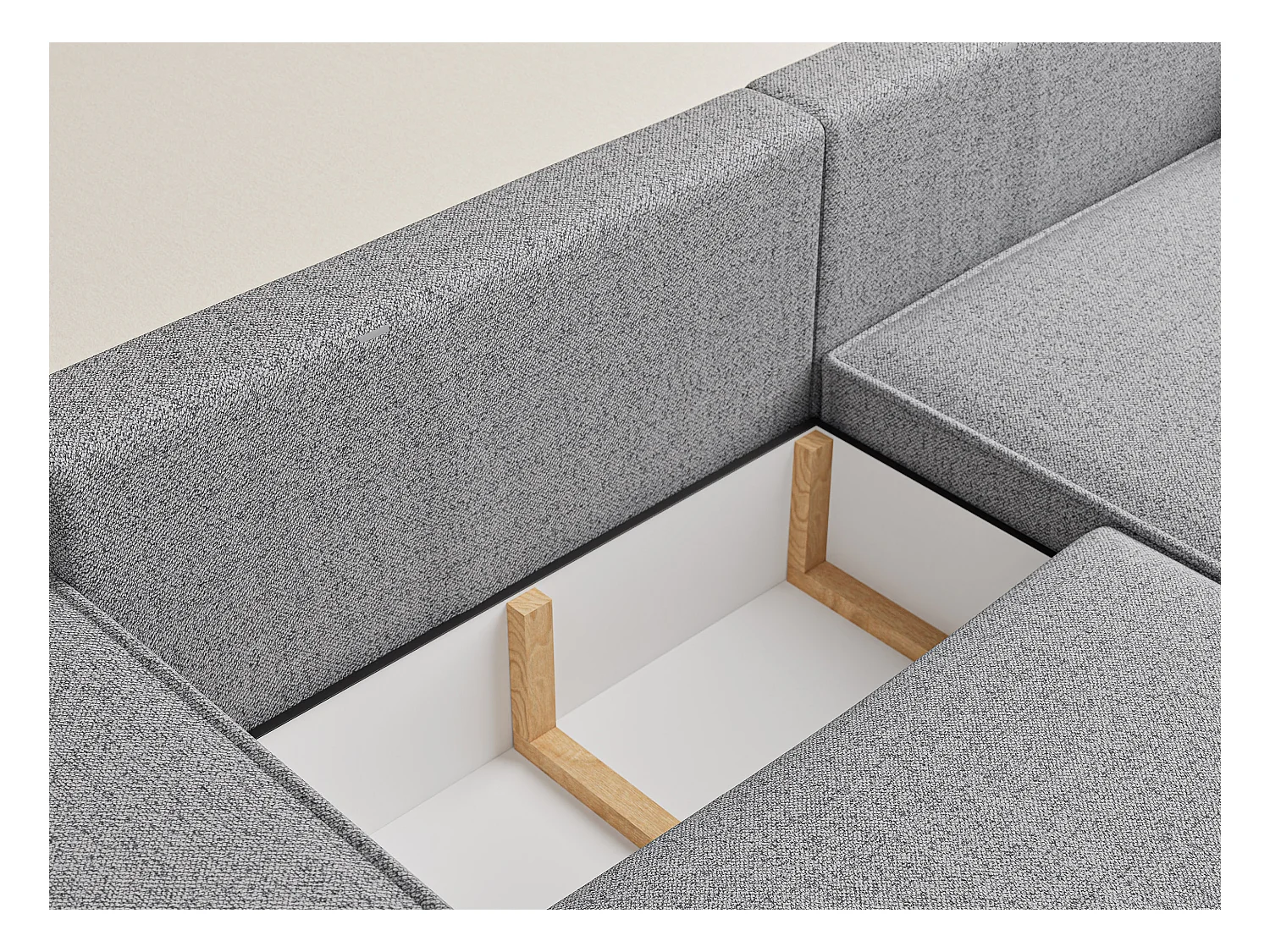 Ecksofa mit Schlaffunktion Zaya aus Webstoff - Drei-Personen - hellgrau