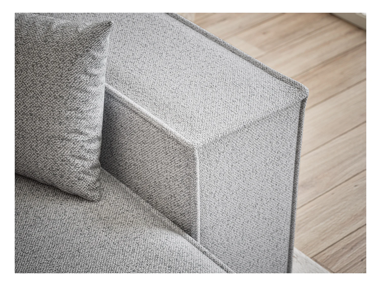 Ecksofa mit Schlaffunktion Zaya aus Webstoff - Drei-Personen - hellgrau