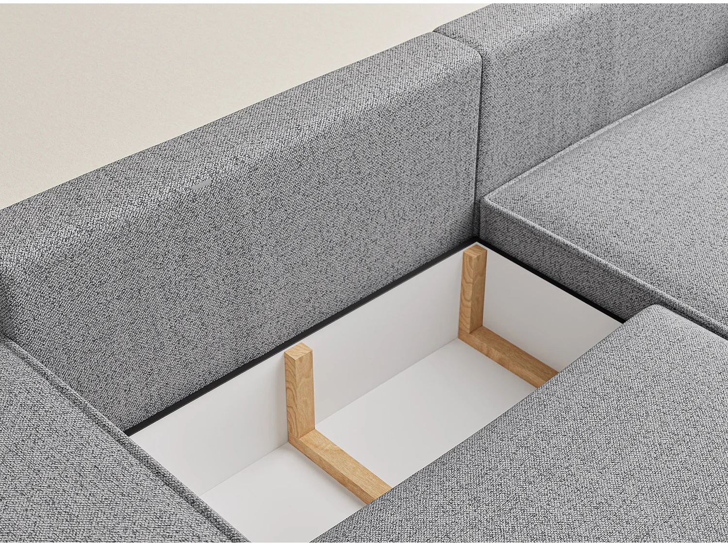 Ecksofa mit Schlaffunktion Zaya aus Webstoff - Drei-Personen - hellgrau