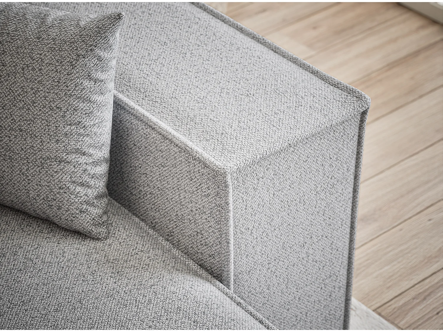 Ecksofa mit Schlaffunktion Zaya aus Webstoff - Drei-Personen - hellgrau